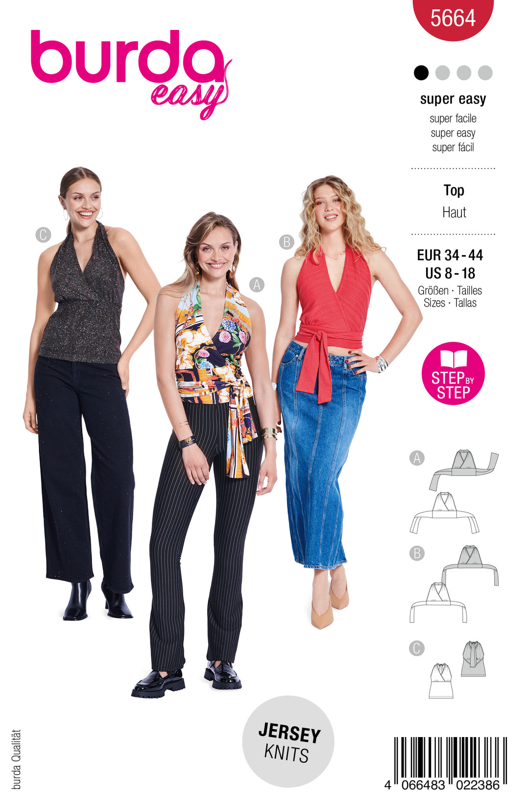 Burda Schnittmuster 5664 – Damen Jubiläums-Modell Neckholdertops „Christy“