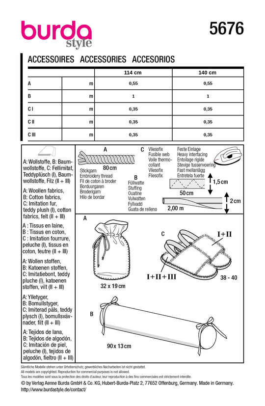 Burda Schnittmuster 5676 – Home Accessoires für gemütliche Stunden