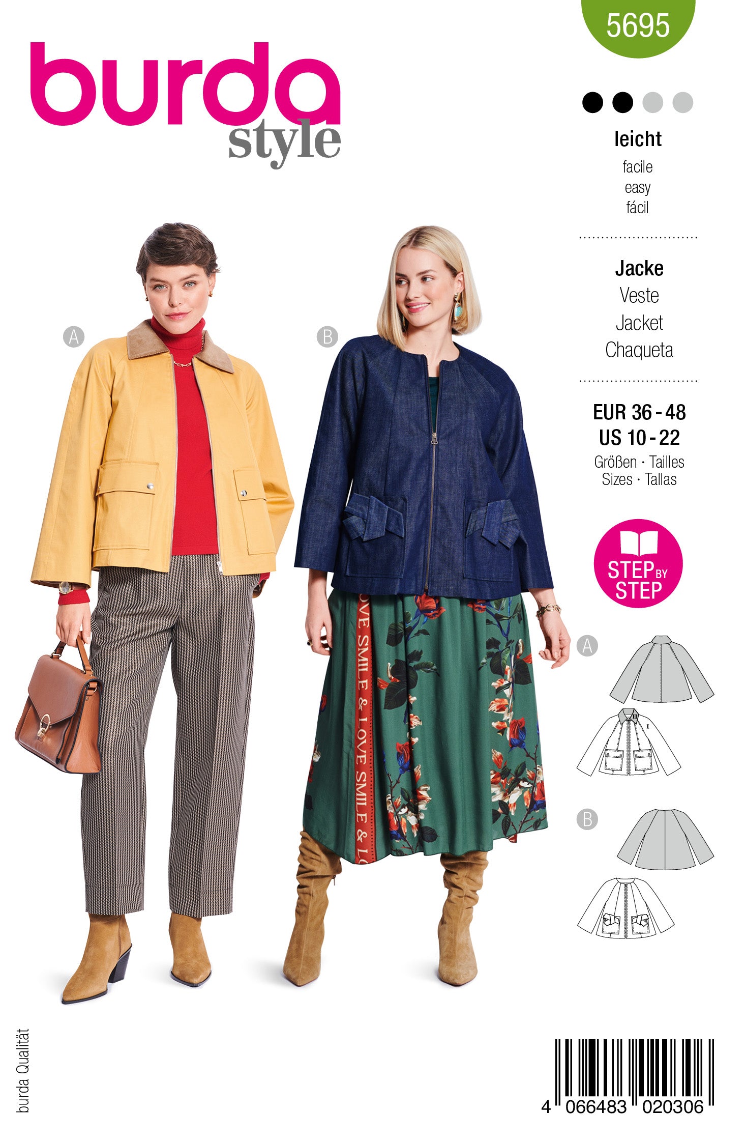 Burda 5695 Women's Jacket Sewing Pattern | Large Pockets ...
