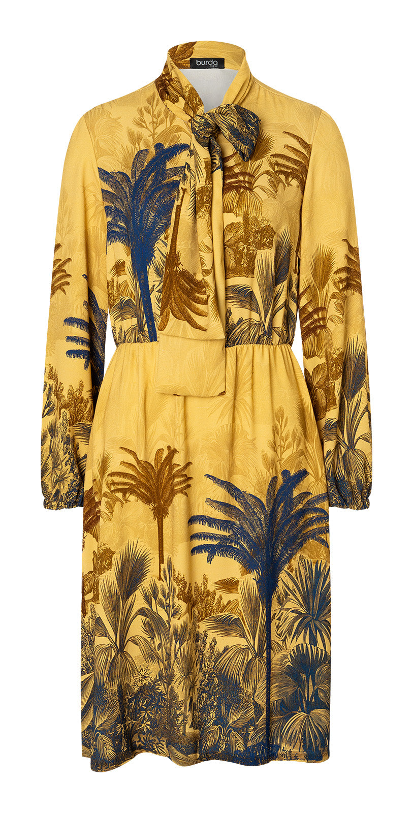 Burda Schnittmuster 5696 – Taillierte Damenkleider mit Color-Blocking & Schluppe