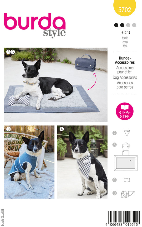 Burda Schnittmuster 5702 Haustiere Hunde Tuch, faltbare Decke und Mantel