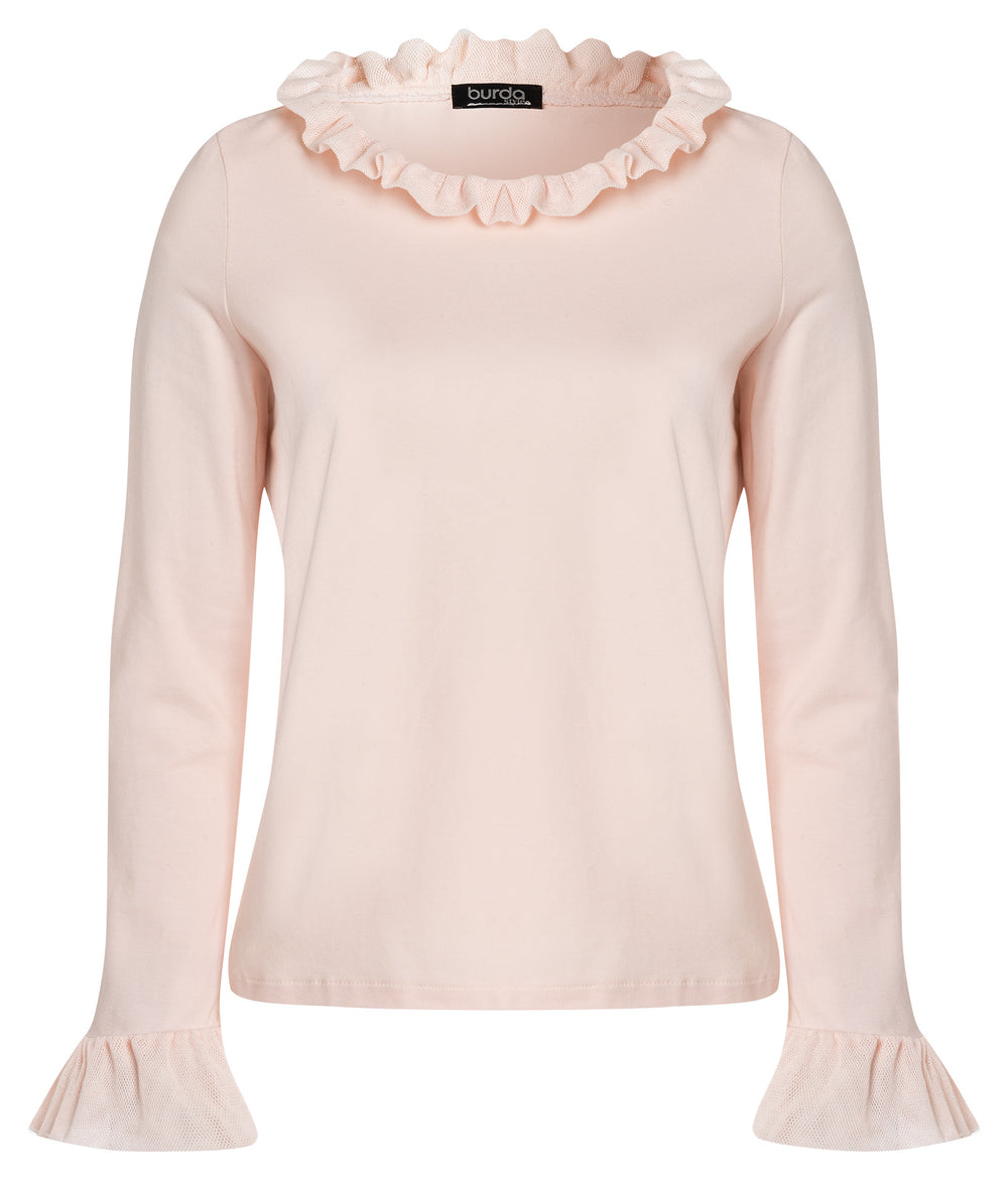 Burda Schnittmuster 5705 – Damen Basic Langarmshirts (3 easy Varianten)