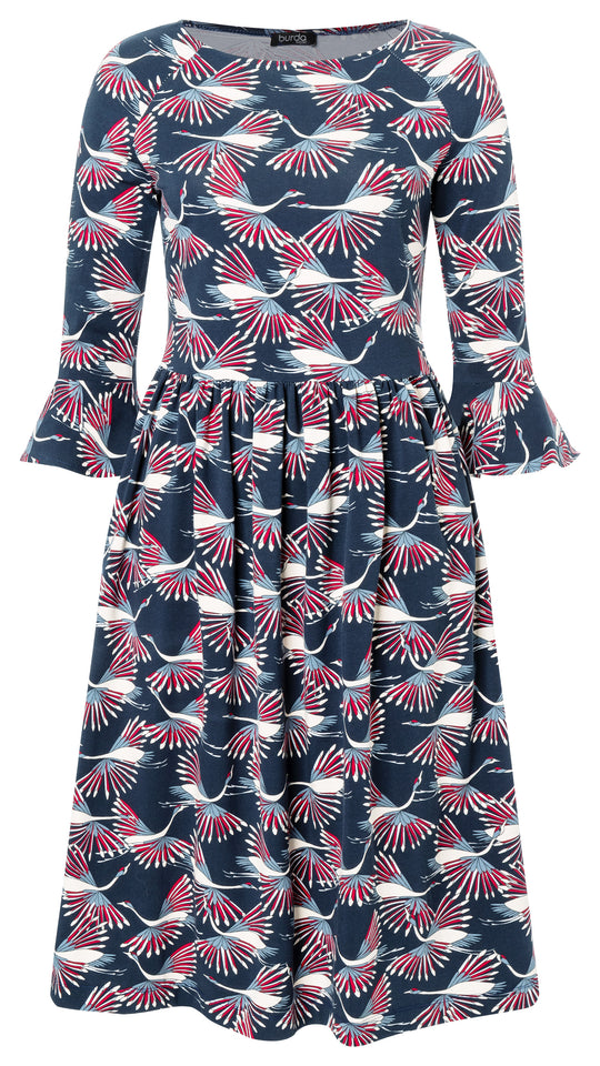 Burda Schnittmuster 5708 – Damen Jerseykleider in drei easy Varianten