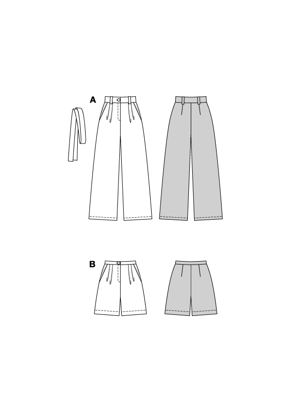 Burda Schnittmuster 5718 Damen Marlenehose mit Hüftpassentaschen & Shorts mit tiefen Taschen
