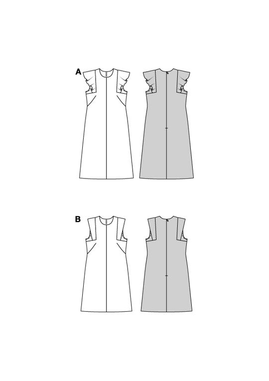 Burda Schnittmuster 5719 Damen Sommerkleider mit Flügelärmel & ärmelloses Midikleid
