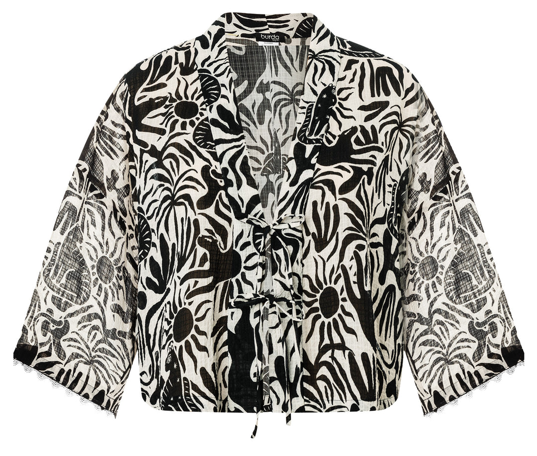 Burda Schnittmuster 5720 Damen Kimono mit Bindeband aus Satin & Jacke mit weiten Ärmeln