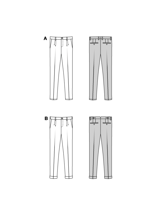 Burda Schnittmuster 5722 Herren Hosen Bundfaltehose & Anzughose