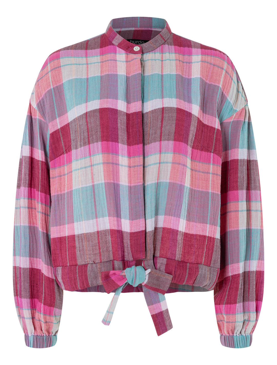 Burda Schnittmuster 5723 Damen Bluse mit Print und Pailettenband , Blusenjacke mit verdeckter Knopfleiste