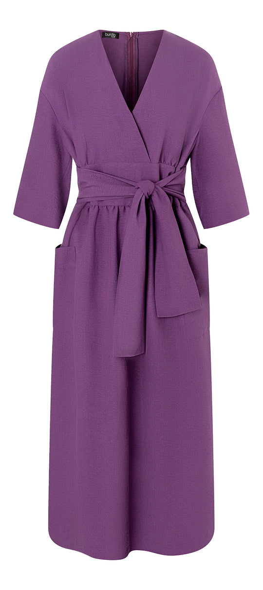 Burda Schnittmuster 5724 Damen Midikleid mit Wickeleffekt und Kleid mit Kummerbundoptik in Viskose