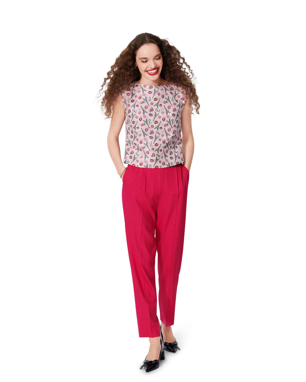 Burda Schnittmuster 5727  Damen bauchfreies Top aus Jacquard, Blusenshirt mit Druckknopfleiste und Sommershirt aus Popeline mit Flügelärmel