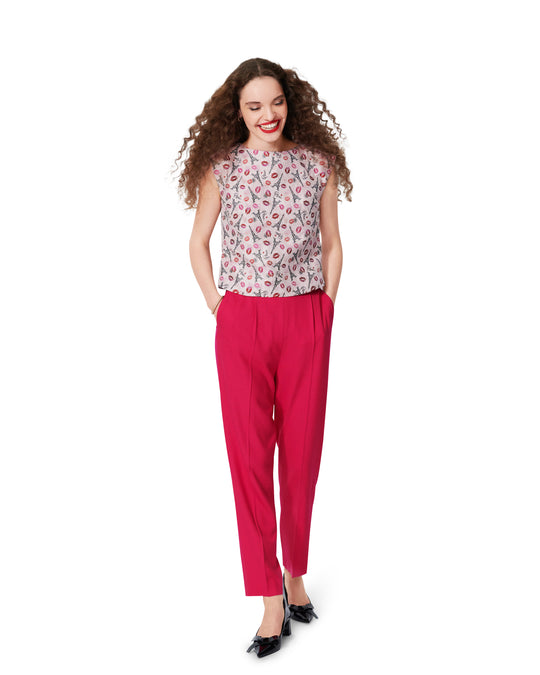 Burda Schnittmuster 5727  Damen bauchfreies Top aus Jacquard, Blusenshirt mit Druckknopfleiste und Sommershirt aus Popeline mit Flügelärmel