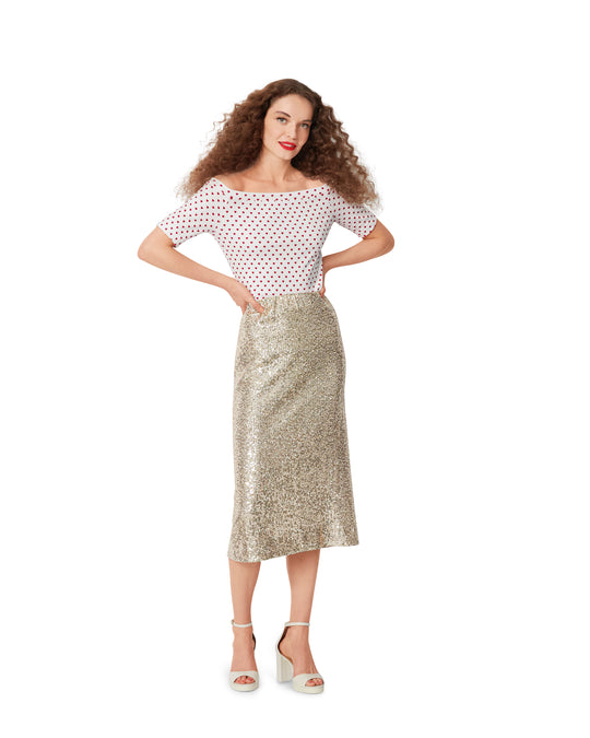 Burda Schnittmuster 5730 Damen Shirts mit weitem Ausschnitt, Herzchenmuster und Volants