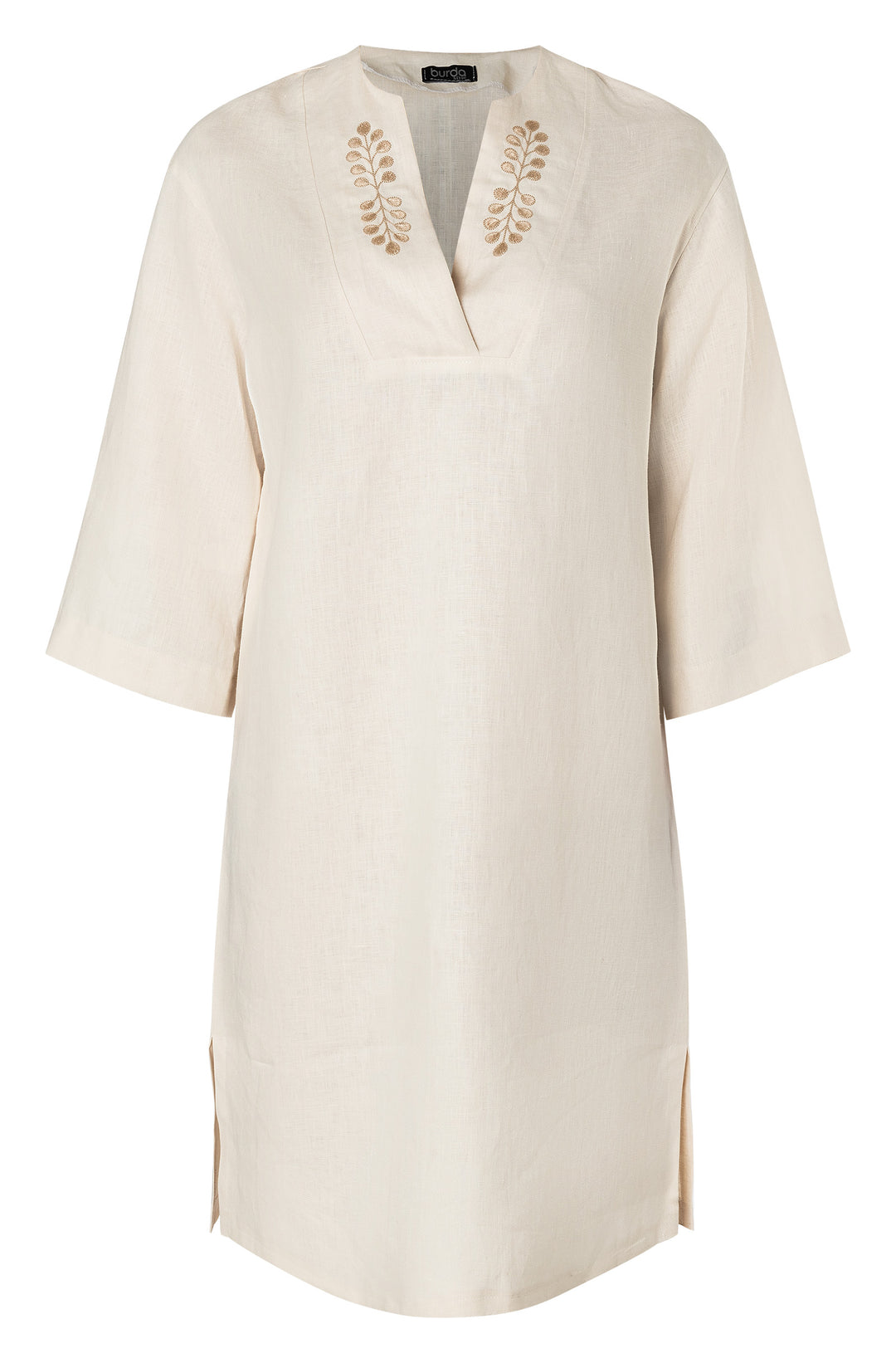 Burda Schnittmuster 5733 Damen Tunikakleid mit Stickerei, Bluse mit Kachelmuster und Biesen