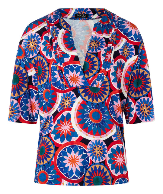 Burda Schnittmuster 5733 Damen Tunikakleid mit Stickerei, Bluse mit Kachelmuster und Biesen