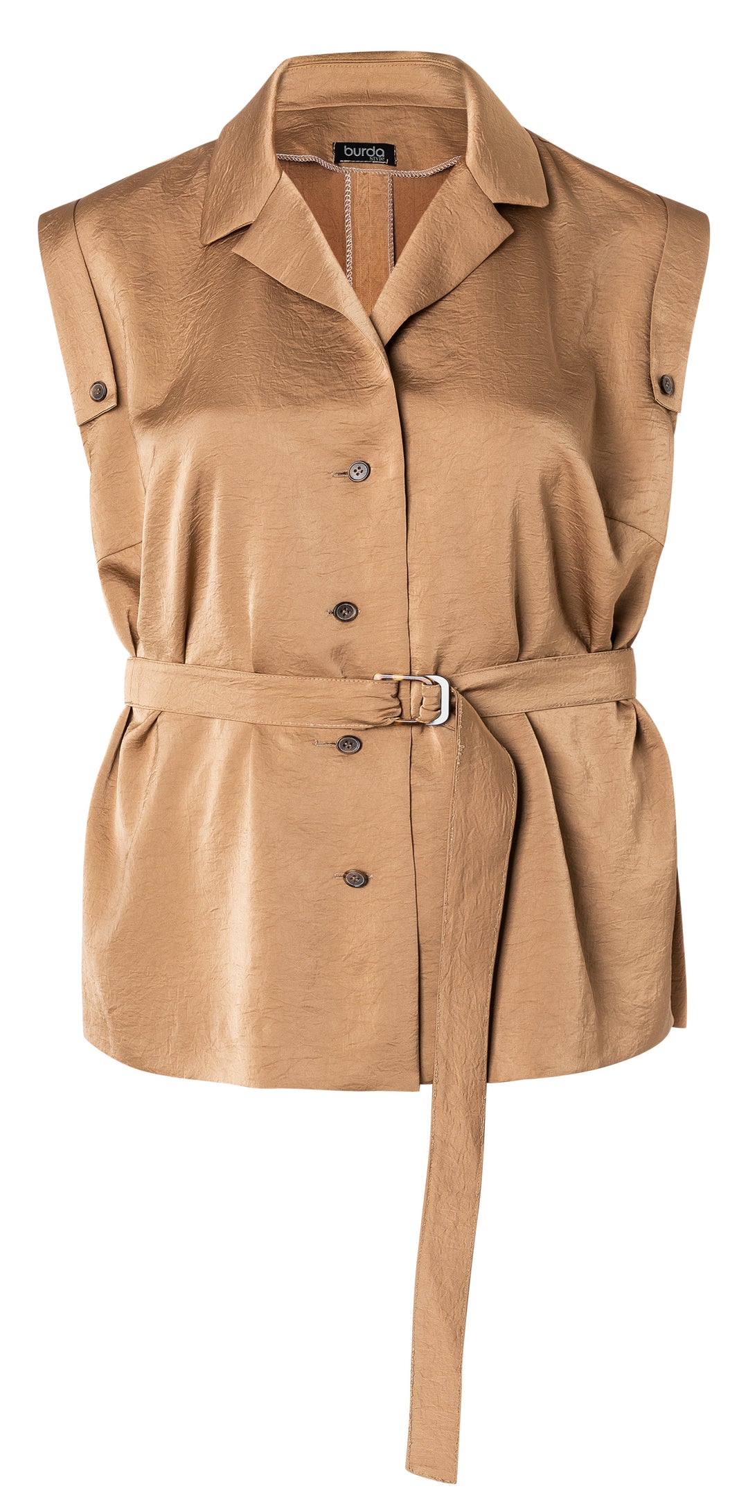 Burda Schnittmuster 5734 Damen Westen mit Gürtel & Bluse mit kleinem Reverskragen