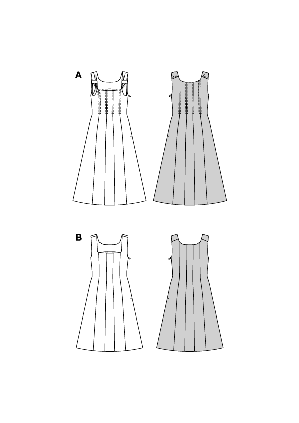 Burda Schnittmuster 5736 Damen Bahnenkleider mit Schleifen Midi Mini