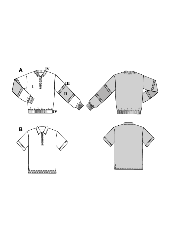 Burda Schnittmuster 5744 Herren Troyer mit Stehkragen und Reißverschluss & T-Shirt aus Pikee