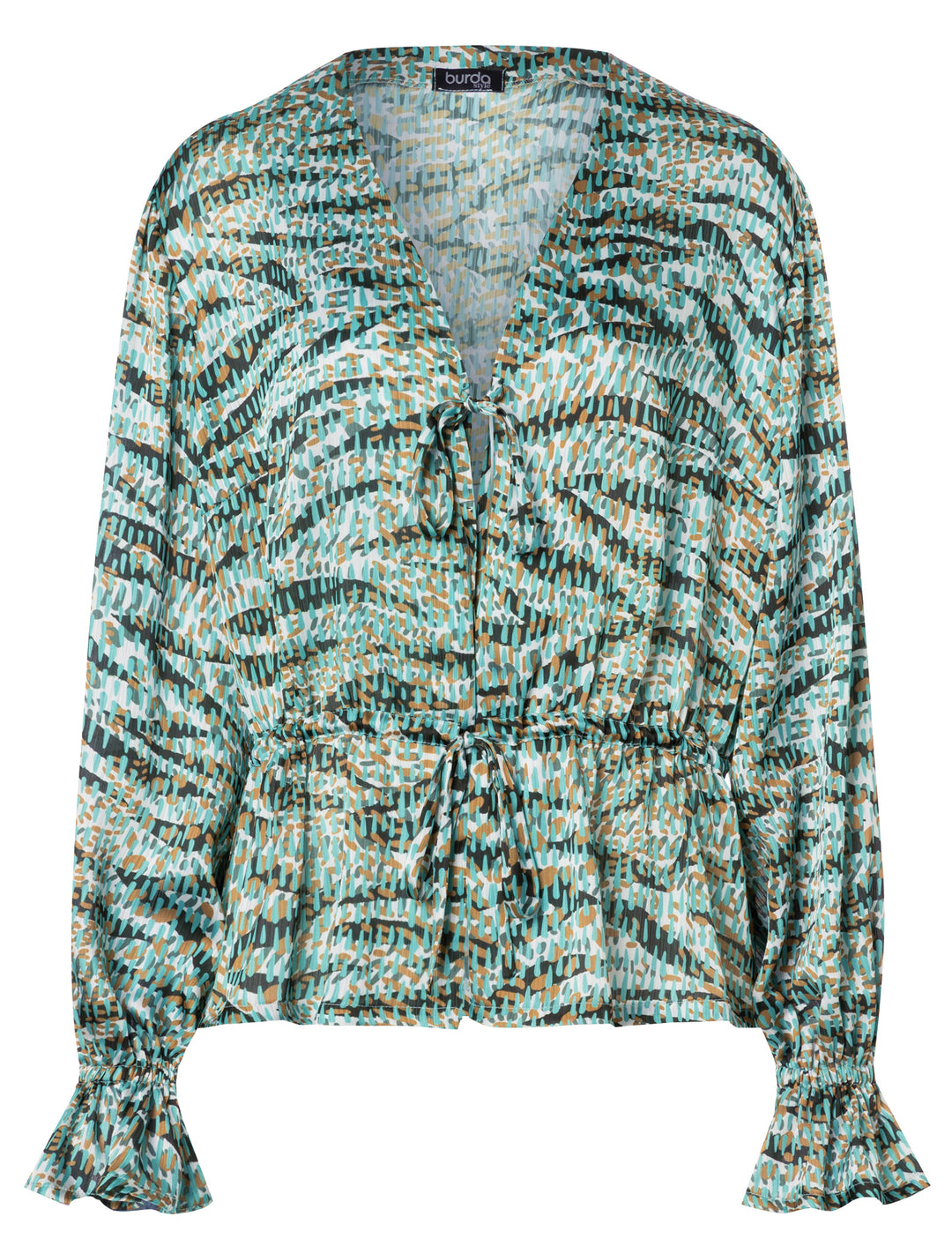Burda Schnittmuster 5746 Damen Blusen mit Gummizug, Bindeband & V-Ausschnitt und Knopfleiste