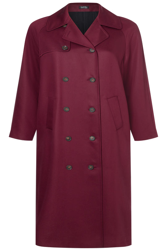 Burda Schnittmuster 5747 Damen Trenchcoat mit Raglanärmel und breiten Leistentaschen & gefütterte Kurzjacke mit Knopfleiste