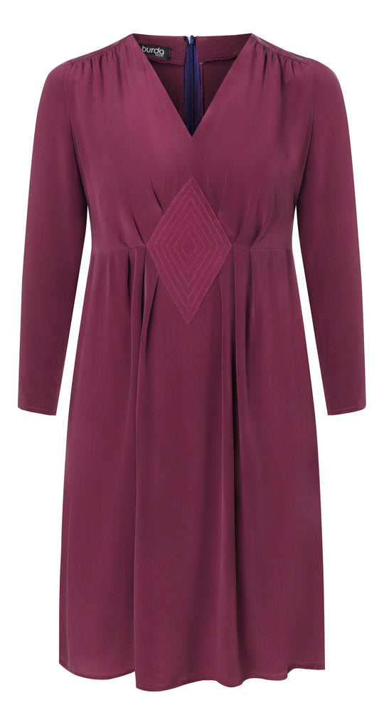 Burda Schnittmuster 5748 Damen Midi Kleider mit Einsatz und aufspringenden Falten