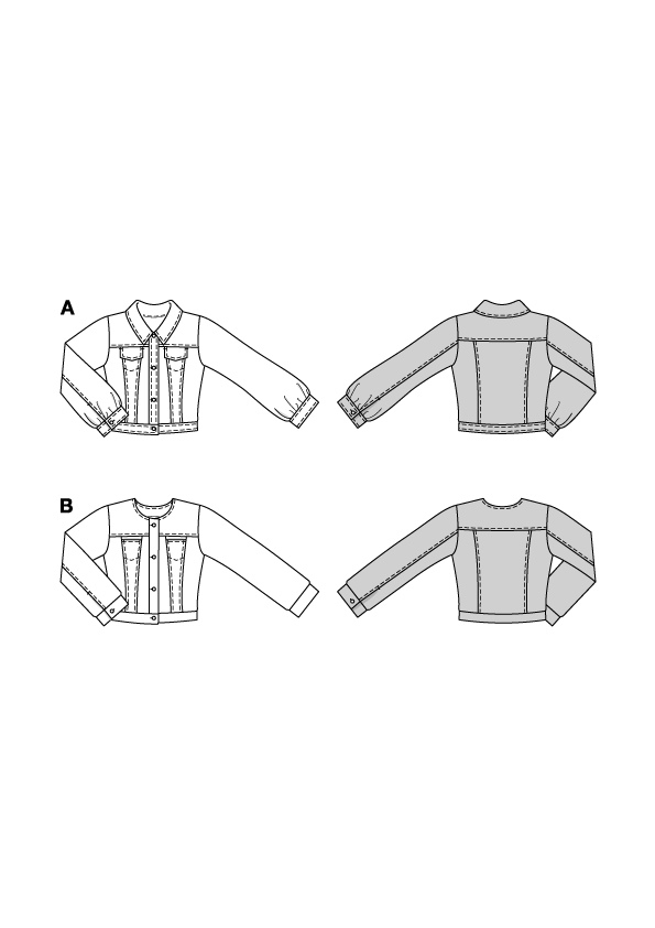 Burda Schnittmuster 5749 Damen Jeansjacke mit Umlegekragen, Taschen & Jacke mit Blenden und Knöpfen