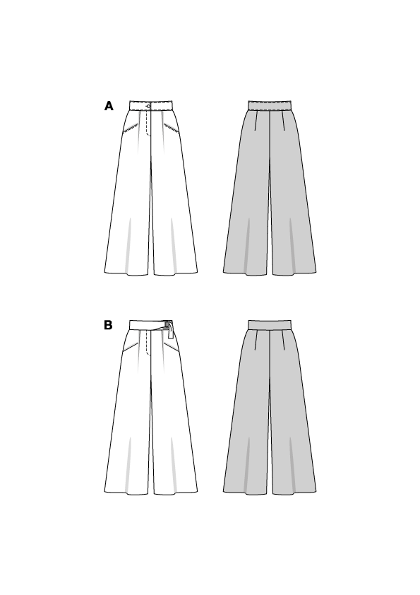 Burda Schnittmuster 5751 Damen weite Hosen mit Taschen, Schließe