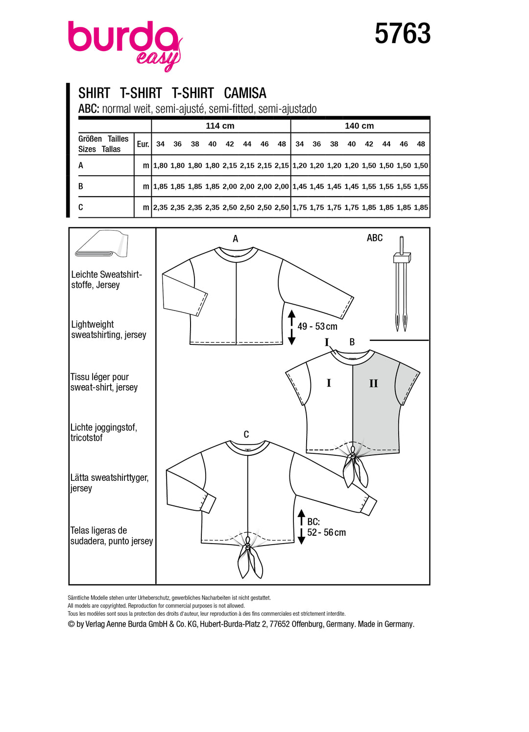 Burda Schnittmuster 5763 T-Shirt