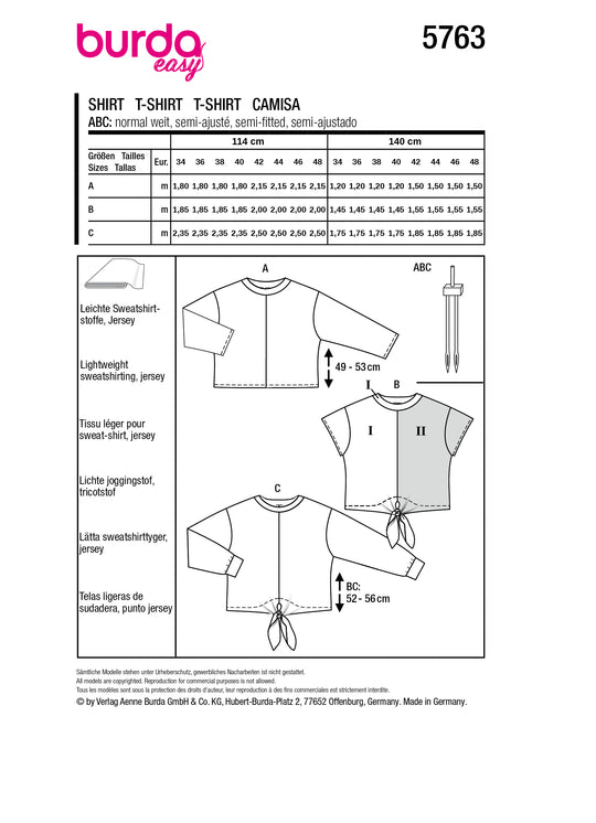 Burda Schnittmuster 5763 T-Shirt