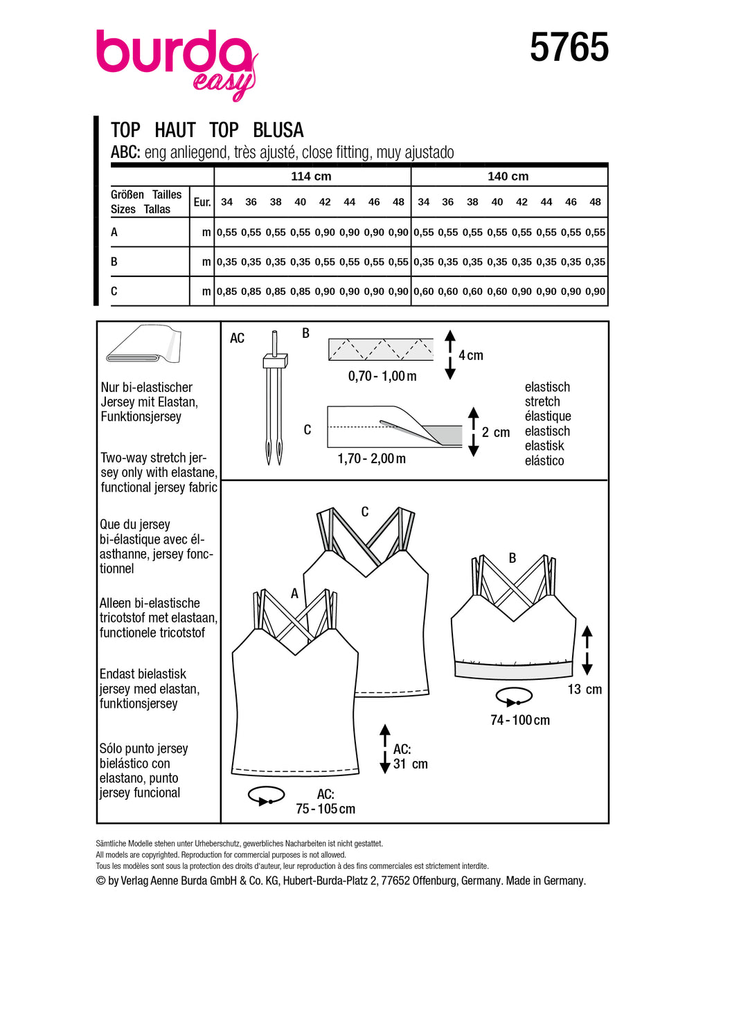 Burda Schnittmuster 5765 Top