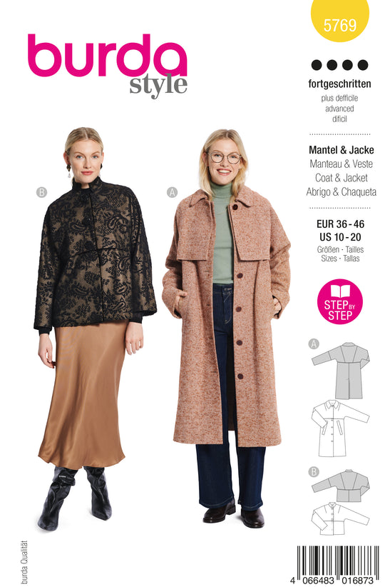 Burda Schnittmuster 5769 Mantel/Jacke