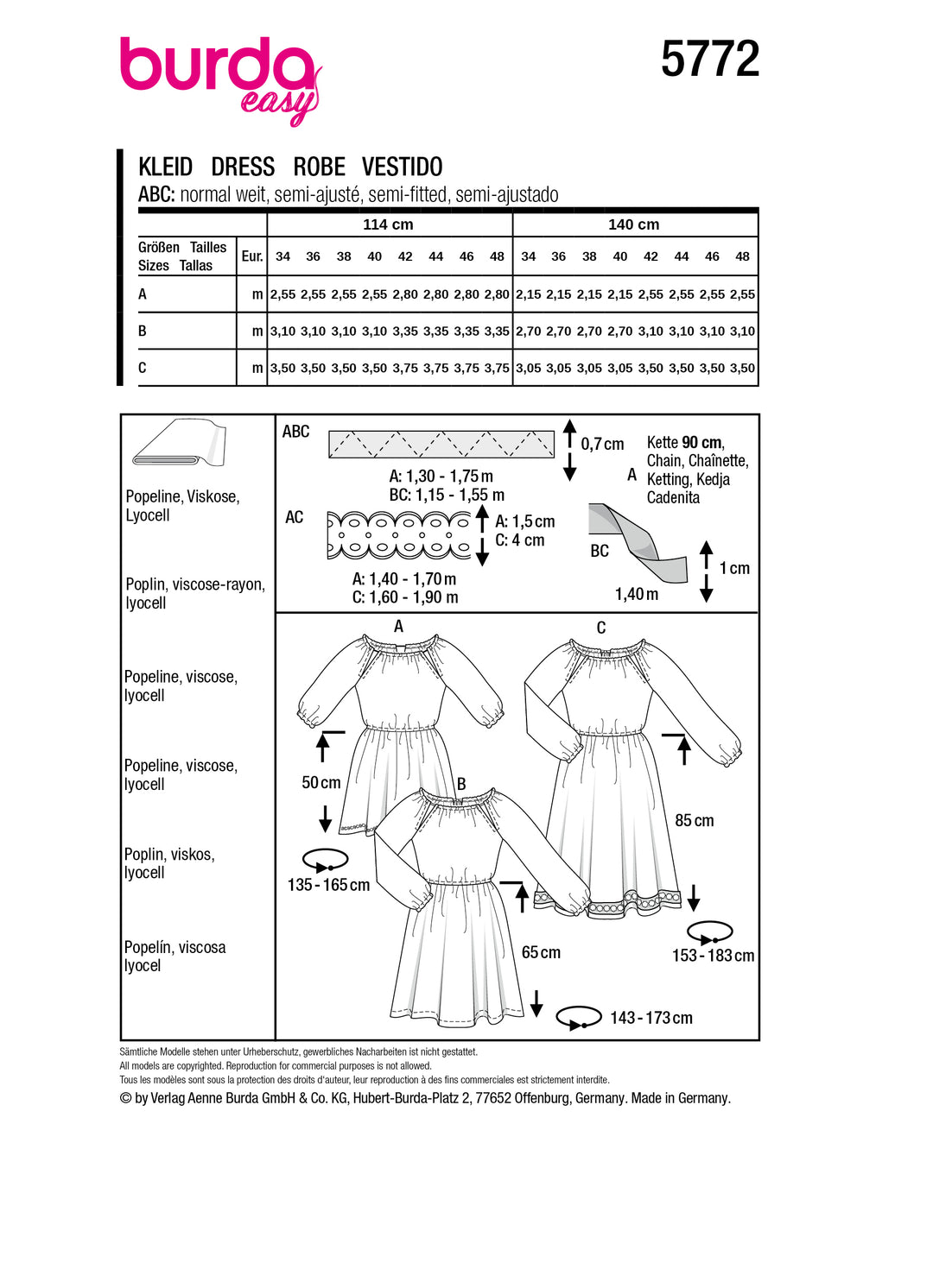 Burda Schnittmuster 5772 Kleid