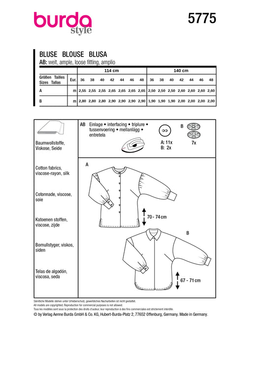 Burda Schnittmuster 5775 Bluse