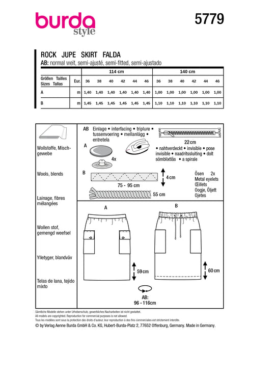 Burda Schnittmuster 5779 Rock