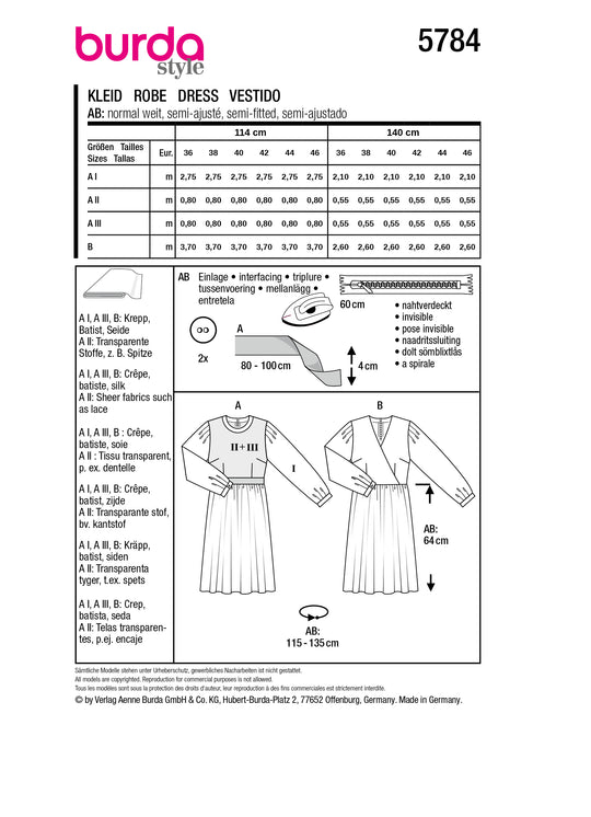 Burda Schnittmuster 5784 Kleid