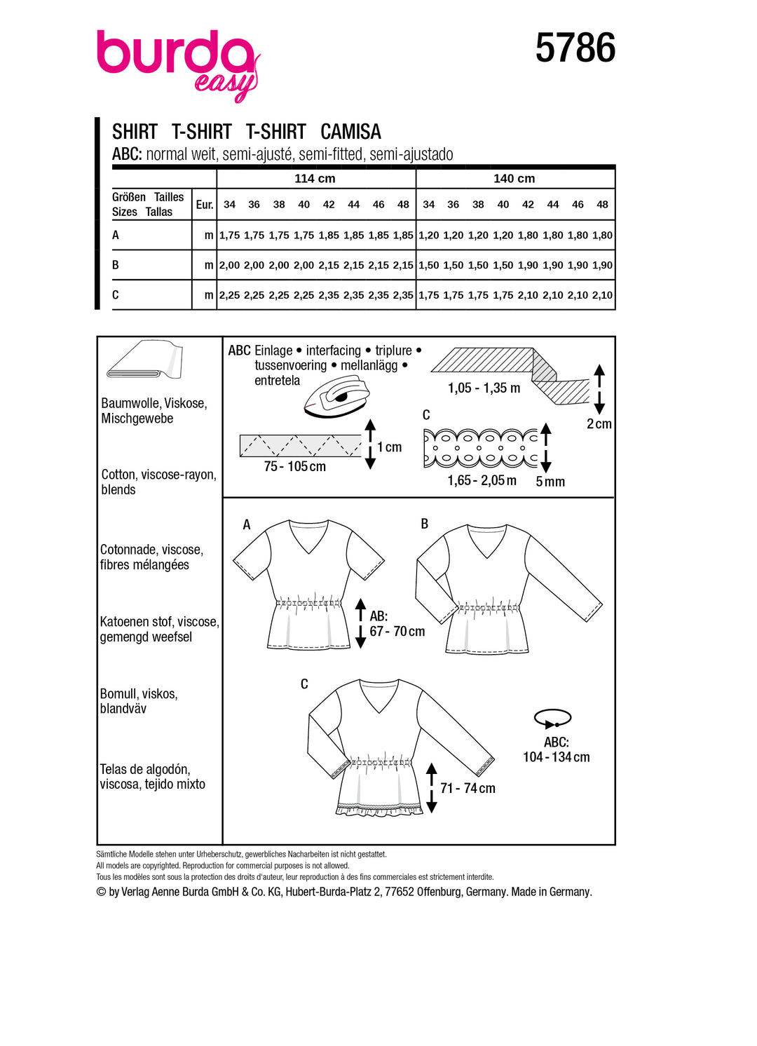 Burda Schnittmuster 5786 Shirt