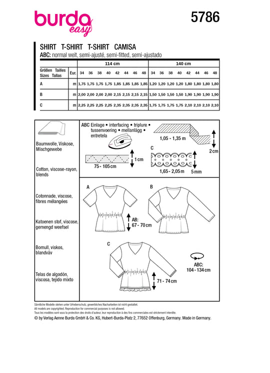 Burda Schnittmuster 5786 Shirt