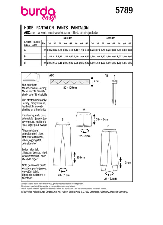 Burda Schnittmuster 5789 Hose