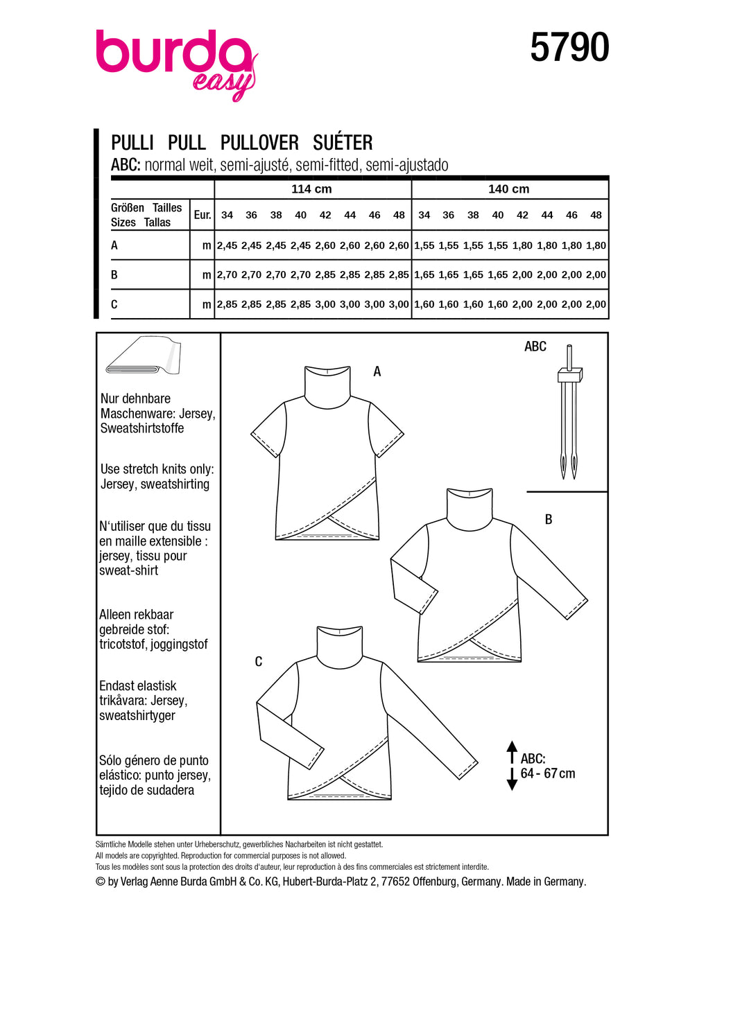 Burda Schnittmuster 5790 Pulli