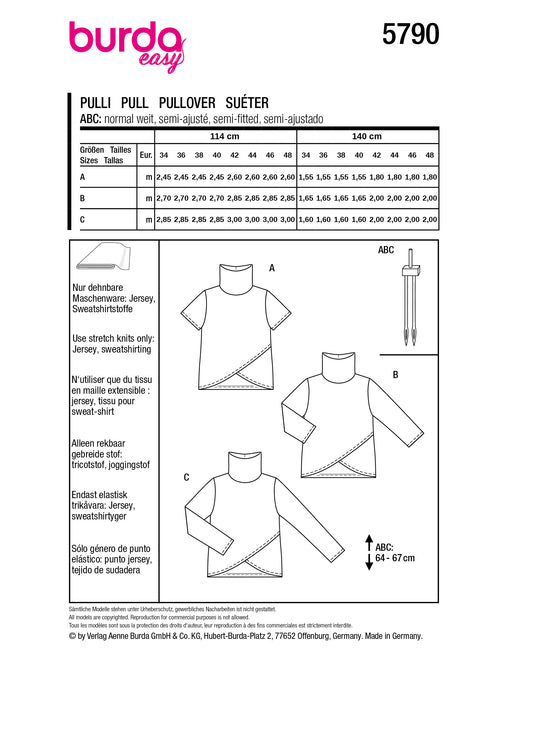Burda Schnittmuster 5790 Pulli