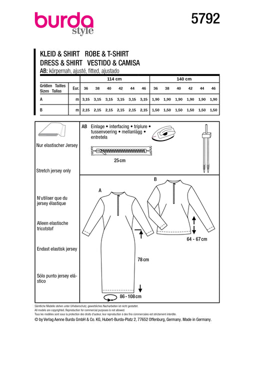 Burda Schnittmuster 5792 Kleid & Shirt