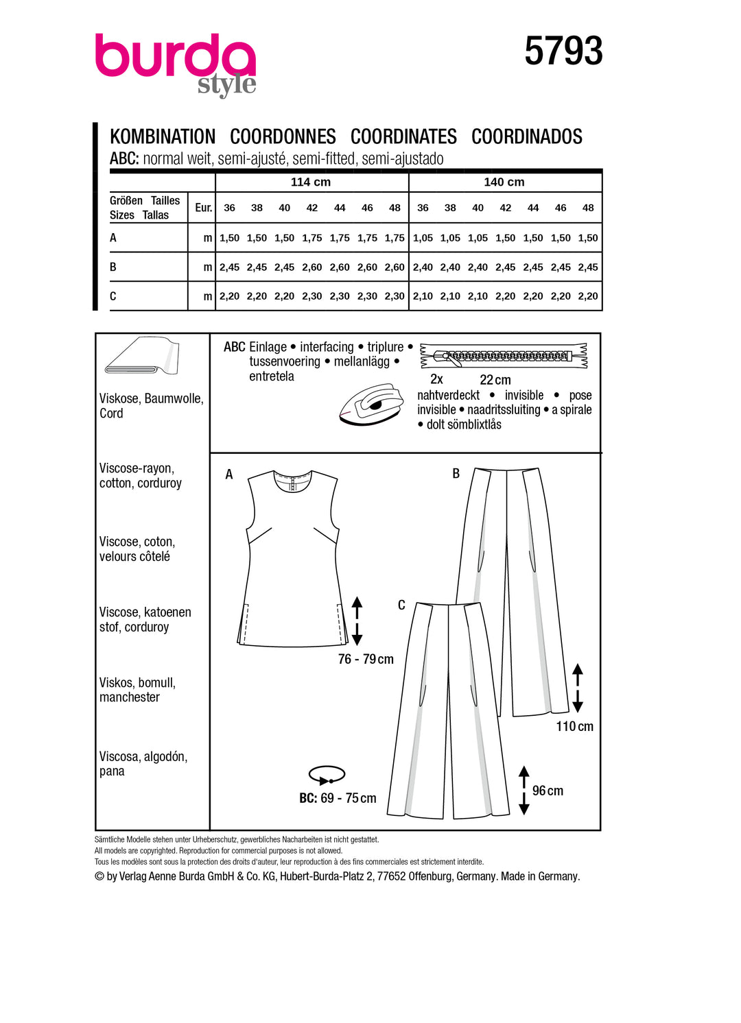 Burda Schnittmuster 5793 Kombination