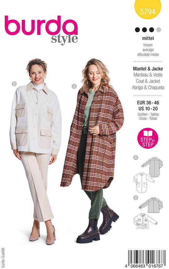 Burda Schnittmuster 5794 Jacke/Mantel