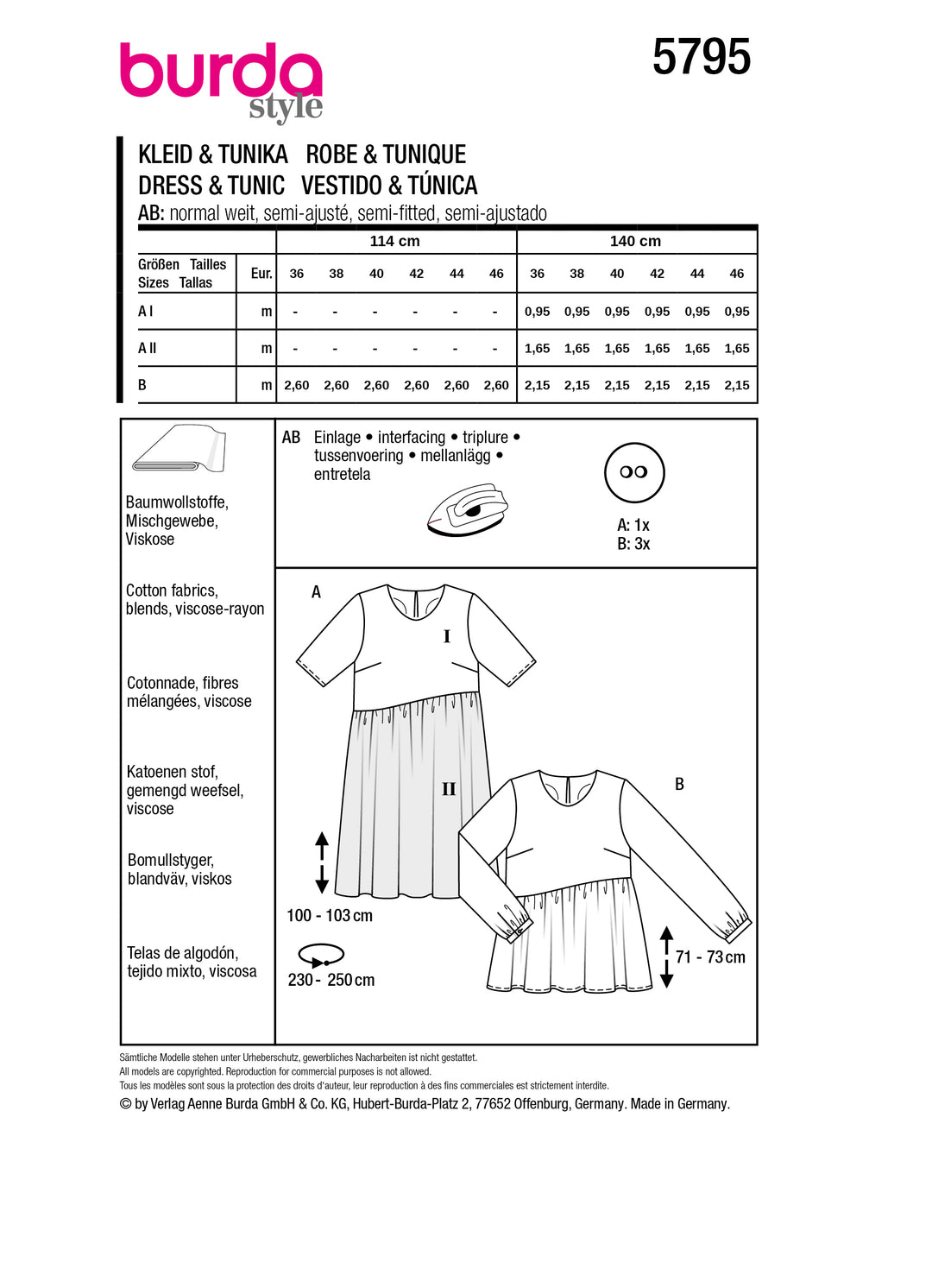 Burda Schnittmuster 5795 Kleid & Tunika