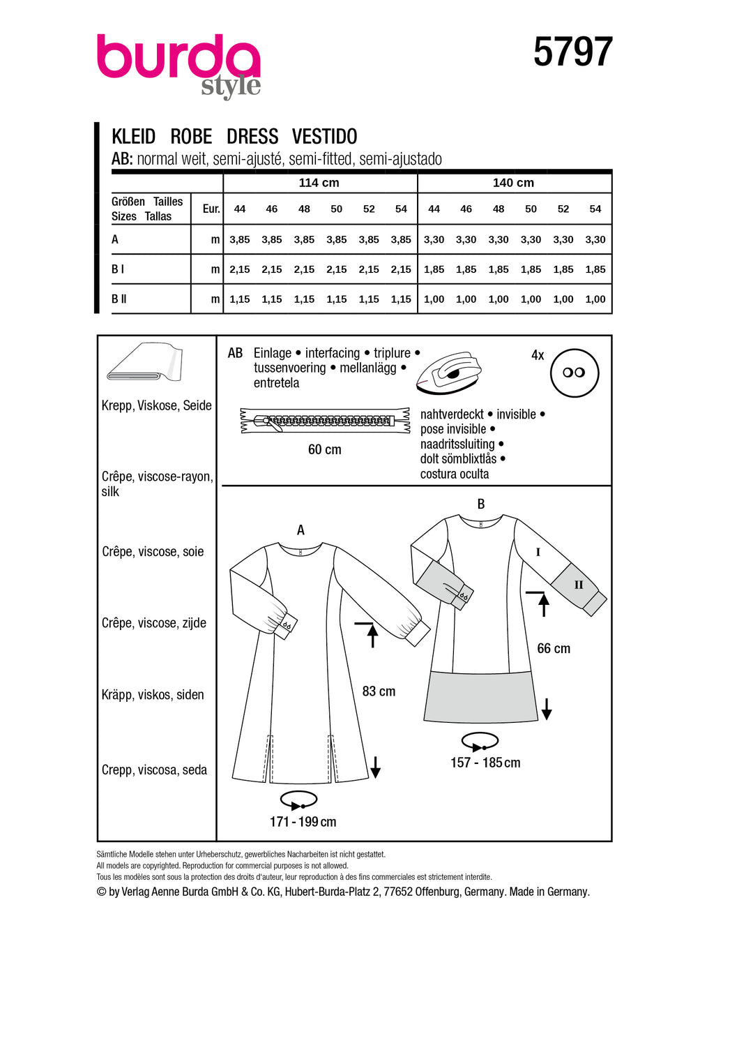 Burda Schnittmuster 5797 Kleid