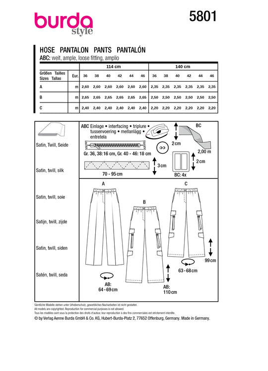 Burda Schnittmuster 5801 Hose