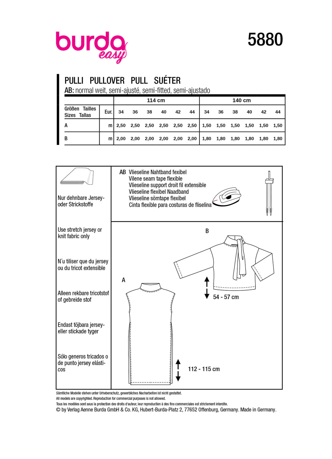 Burda Schnittmuster 5880 Pulli