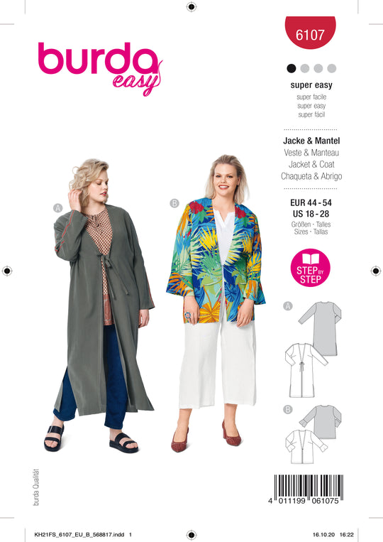 Burda Schnittmuster 6107 Blusenjacke