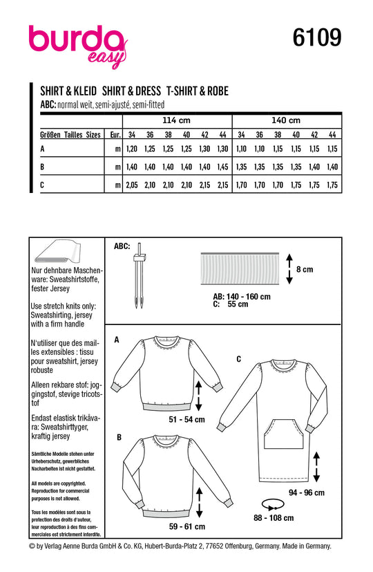 Burda Schnittmuster 6109 Sweatshirt
