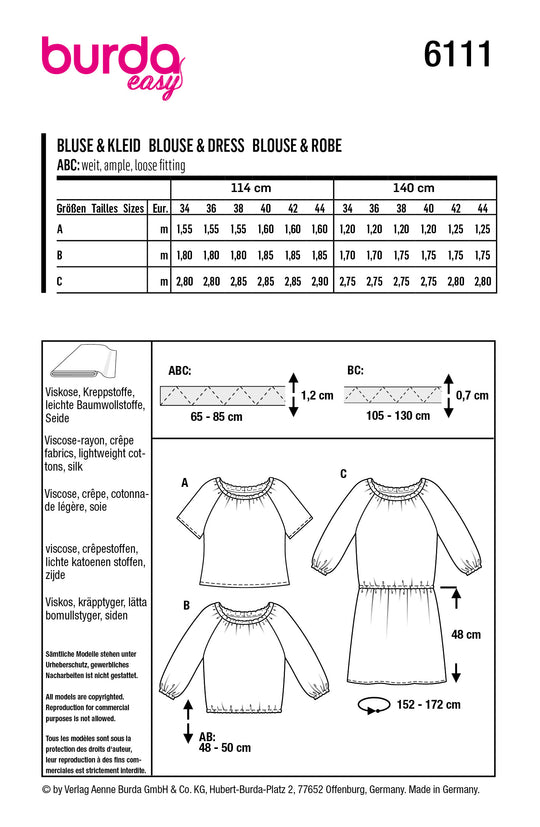Burda Schnittmuster 6111 Bluse