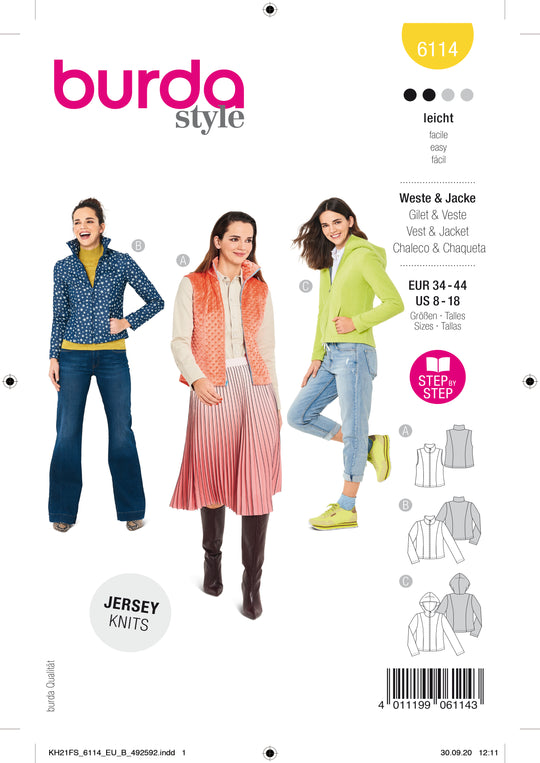 Burda Schnittmuster 6114 Weste, Jacke